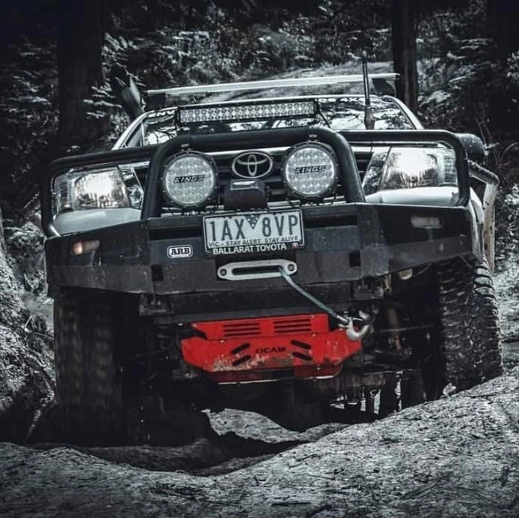 OCAM 3PC Aluminium Bash Plates For Toyota Hilux N70 2011-15 6mm, Black